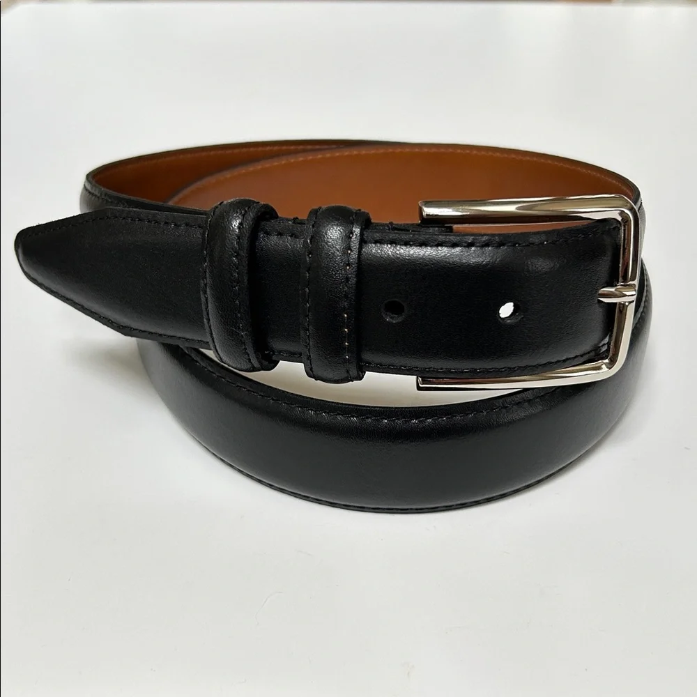 Nordstrom Men’s Shop black leather belt. Size‎ 38. Silver buckle. Made in USA.